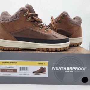 Weatherproof Bootie Mens Size 8 Landon Lace-Up Sneaker Boot  Brown New with Box